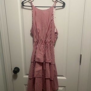 Red Gingham Sleeveless Dress